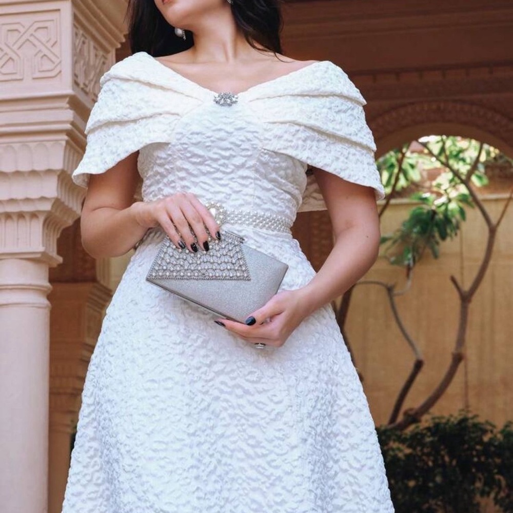 Elegant White Textured Dress